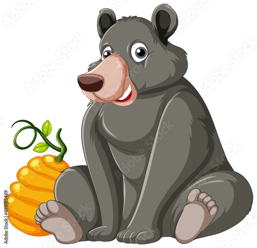 A big black brown bear on white background