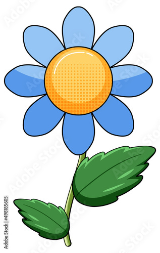 Blue flower with green leaves