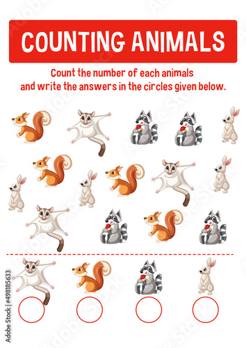 Worksheet design for counting animals