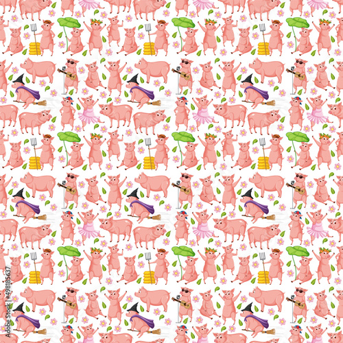 Cute animals cartoon seamless background