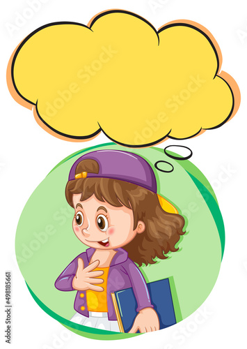 A girl thinking with empty callout