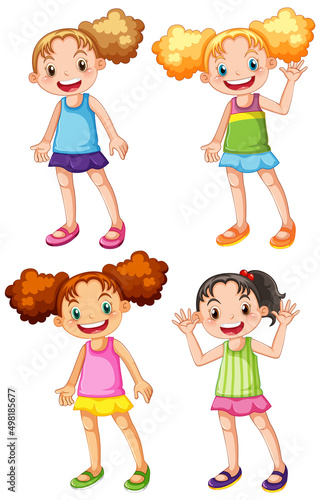 Cute happy girl cartoon character