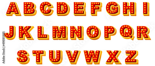 A set of English alphabet game show style