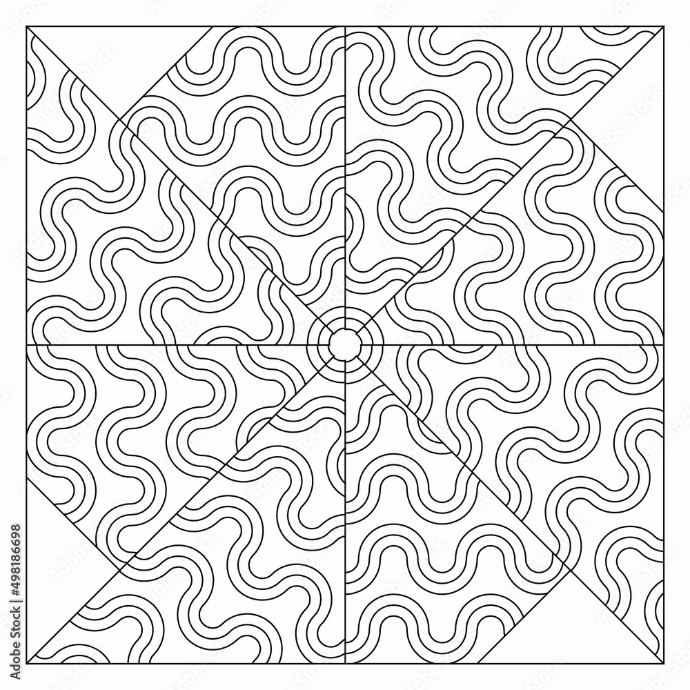 Drawing of eight slices with wavy line pattern. Fun coloring page suitable for digital detox. Anti stress EPS8 #501