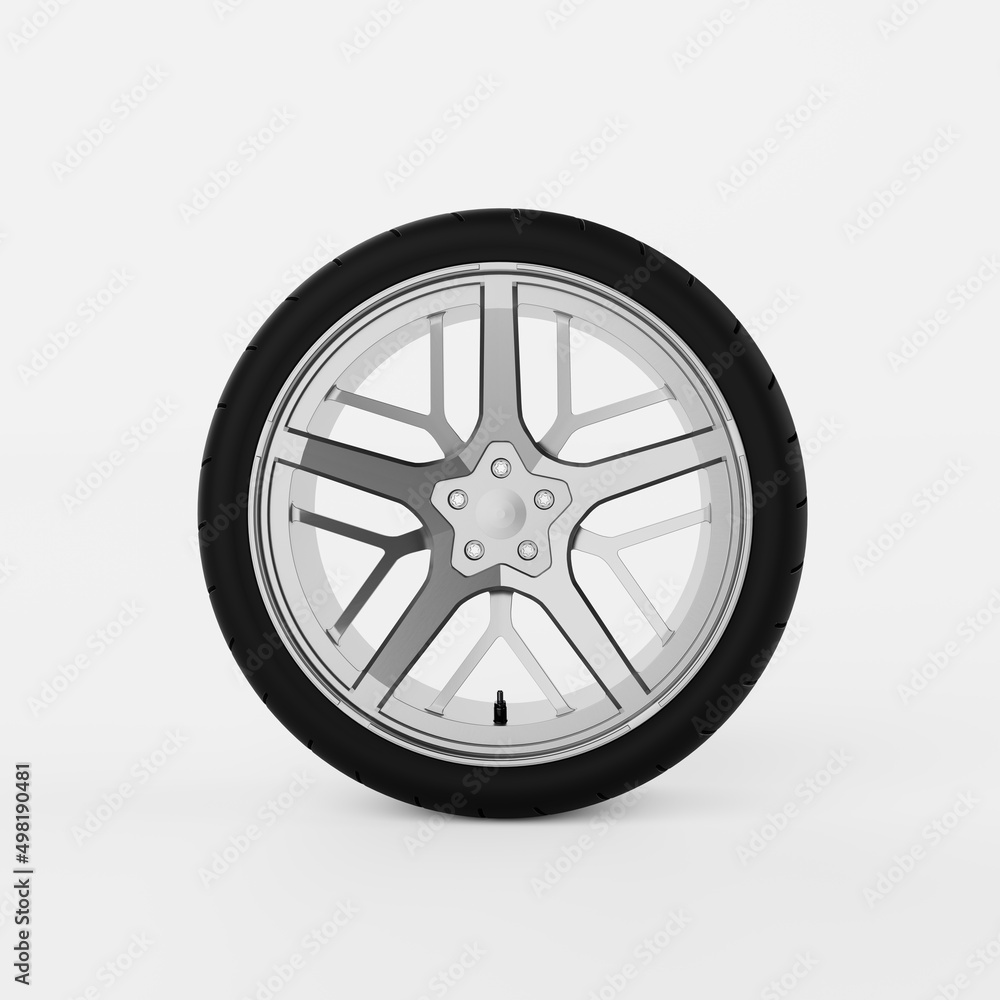 Car tyre or tire wheel on isolated white background. Transportation and vehicle accessories concept. 3D illustration rendering Car tyre or tire wheel on isolated white background. Transportation and vehicle accessories concept. 3D illustration rendering