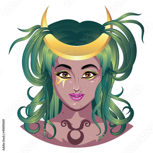 Taurus girl with crescent moon