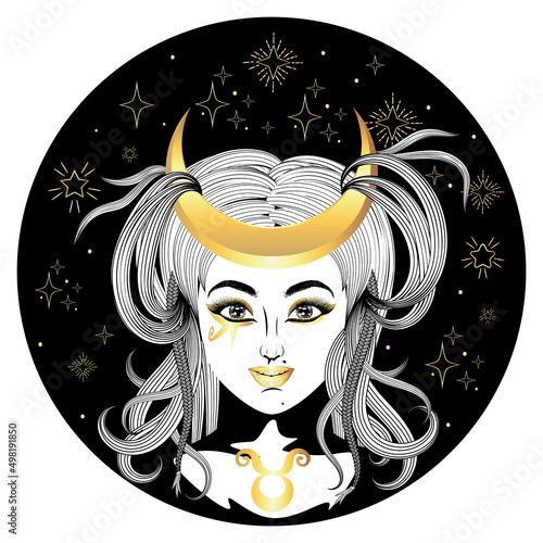 Taurus girl with crescent moon
