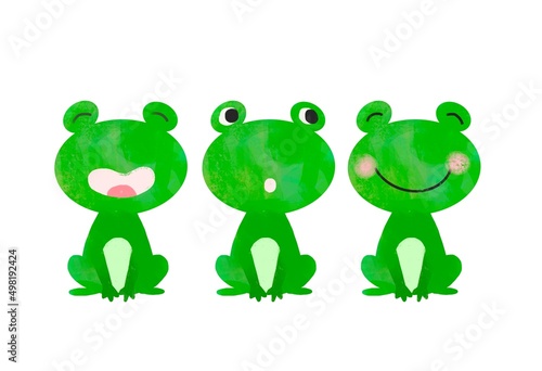 Foto 三匹のかえるのイラスト　カエル