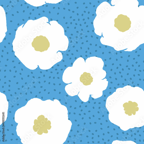 Spring flowers background, seamless vector pattern, hand painted floral illustration, tumbler design