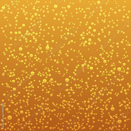 Vector Seamless pattern of gold beer bubbles. Vector illustration.