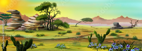 Early morning in the African savannah 01