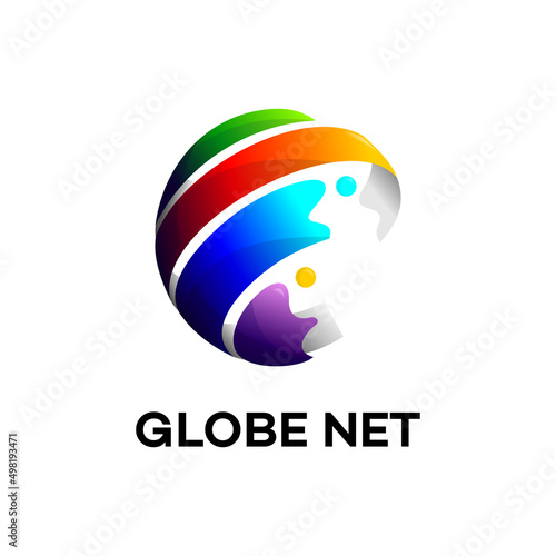 Abstract World Globe Logo. Circle Globe isolated on White Background. Usable for Business and Technology Logos. Vector Logo Design full color