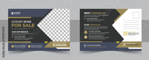 Creative real estate postcard template design, Modern & Elegant Postcard Template For Home Sale.