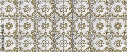 Vintage floral pattern ceramic tiles floor decoration texture and background.