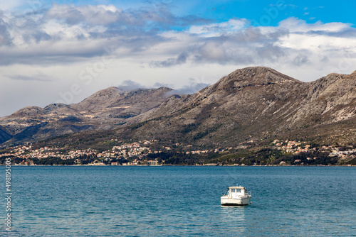 Boats in Adriatic sea near Dubrovnik. Croatia.