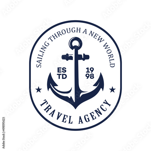 Print op canvas marine retro emblems logo with anchor, anchor logo - vector illustration