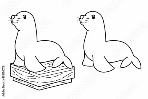 San Francisco Seals. Vector line art illustrations set.