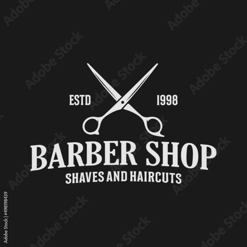 Barbershop logo vintage classic style, salon fashion haircut pomade badge icon simple minimalist modern, barber pole razor shave scissor razor blade retro symbol vector. luxury elegant design