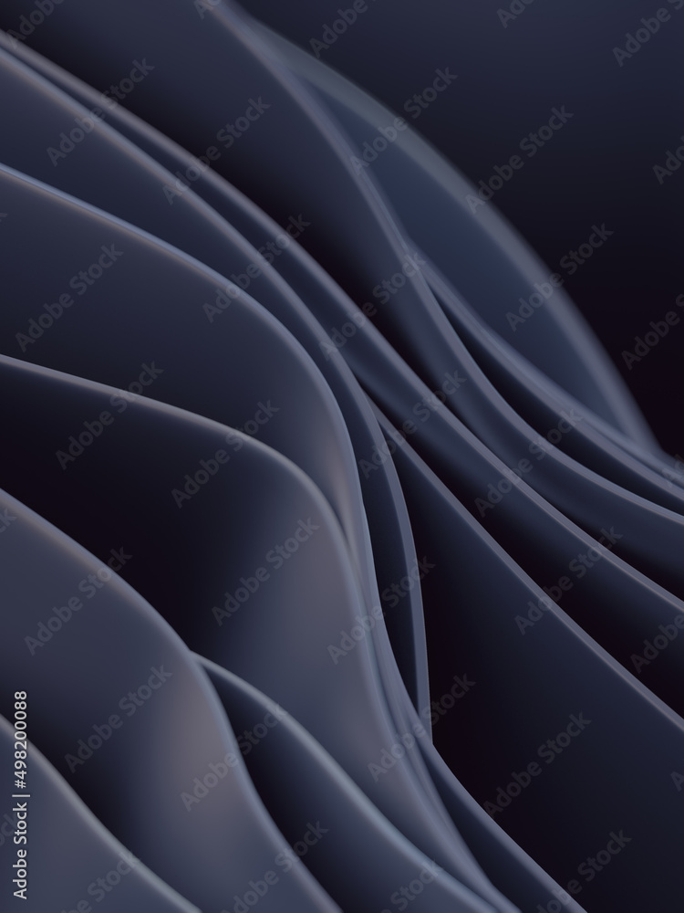 Fototapeta premium Dark modern smooth waves 3d rendering digital illustration. Minimal art style. Design template