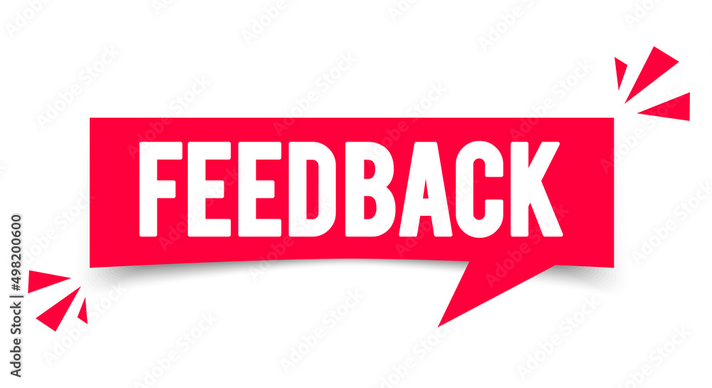 Fototapeta premium Modern Red Speech Bubble With Text Feedback
