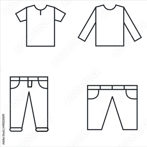 shirt line vector icon set