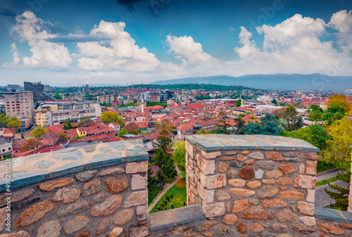 Obraz na plátne Wonderful summer cityscape of Skopje - capital of North Macedonia, Europe