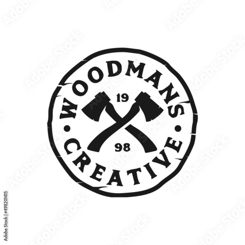 lumberjack woodmans logo vintage vector illustration template icon design. carpentry logo concept for professional carpenter worker
