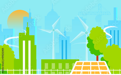 New energy vehicle is charging at charging pile, low carbon life, vector illustration