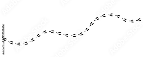 Rabbit or hare footprint trail. Bunny foot prints on snow. Rabbit paw steps. Hare steps track. Vector illustration isolated on white background in flat style.