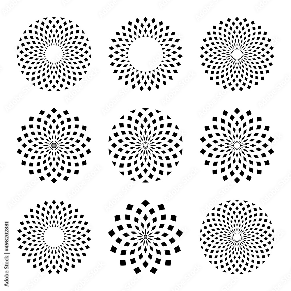 Abstract geometric circle patterns. Elements for design.