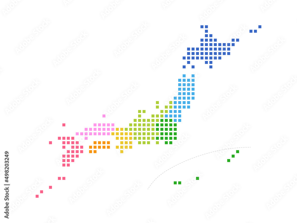 簡略な日本地図　ドットイラスト