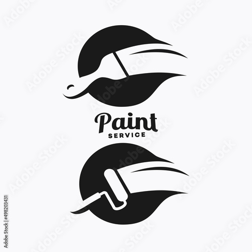 Badge Painting business company logo design. Paintbrush symbol. Emblem painting vintage