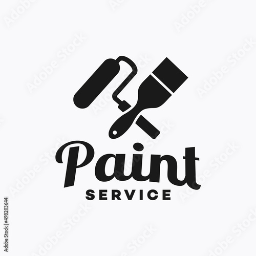 Badge Painting business company logo design. Paintbrush symbol. Emblem painting vintage