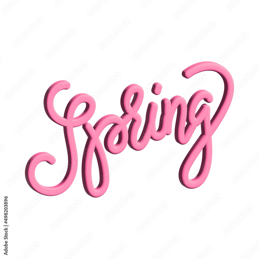 Fototapeta premium Spring calligraphy 3d rendering isolated on white background , 3D Illustration