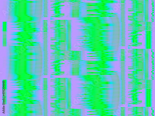 Neon colors abstract vector seamless pattern cyberpunk concept with glitch effect in trendy green. Psychedelic tech background for wall art, wall panel, package, banner, poster, interior decor. 