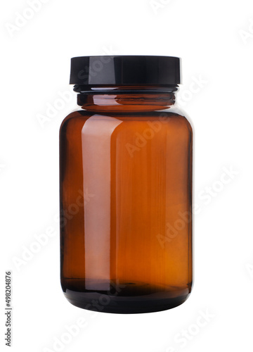 One medical brown glass jar isolated