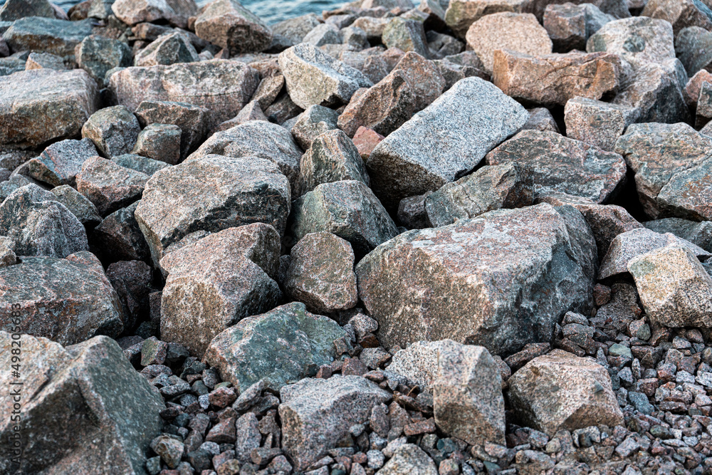 Abstract and patterned photo of cobblestones. Background or texture