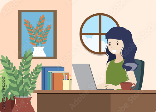 Workroom interior in flat design concept