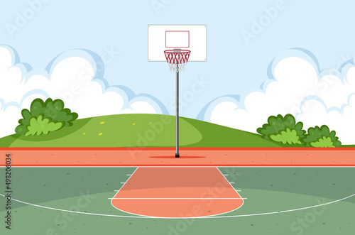 Empty basketball court scene
