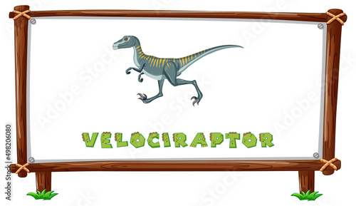 Frame template with dinosaurs and text velociraptor design inside