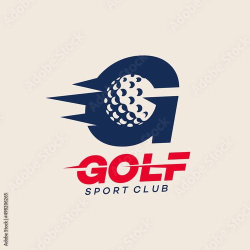 golf club emblem logotype template vector Design Illustration with letter g ball tee logo element