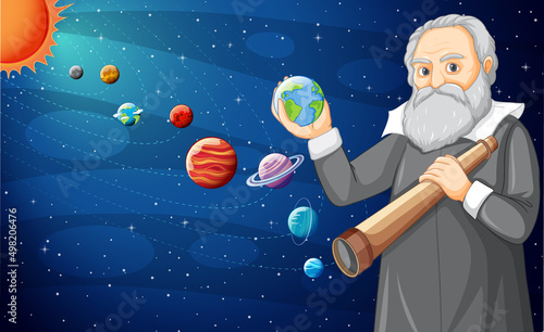 Portrait of Galileo Galilei in cartoon style photo