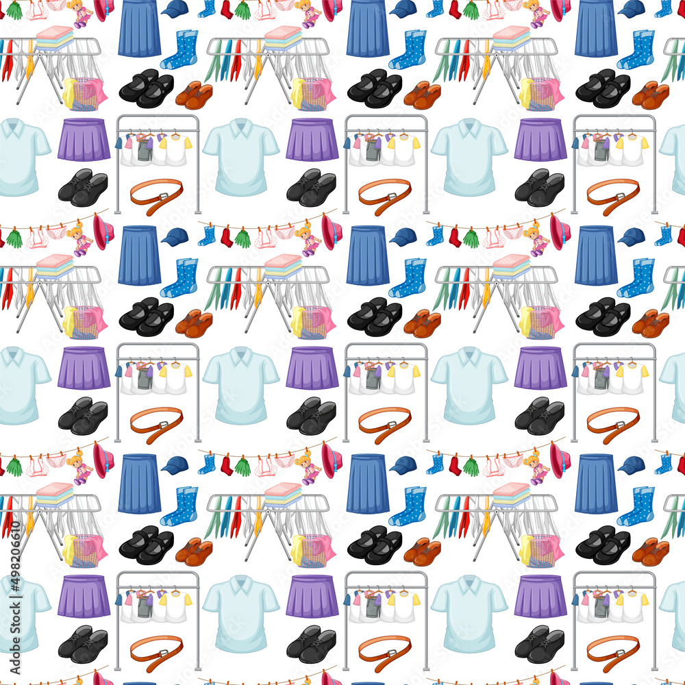 Seamless background design with cloth theme on white background Seamless background design with cloth theme on white background