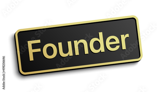 Classic style Founder vector black badge with golden details, isolated on white background.
