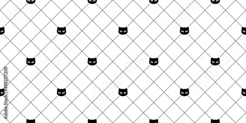 cat seamless pattern kitten vector calico checked neko breed cartoon character pet tile background repeat wallpaper animal doodle illustration design scarf isolated