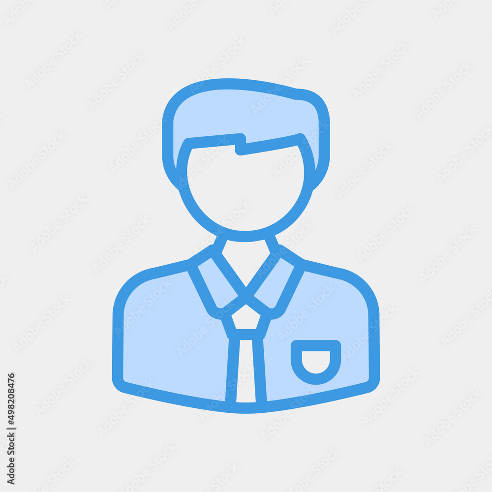 Man employee icon in blue style, use for website mobile app presentation Man employee icon in blue style, use for website mobile app presentation
