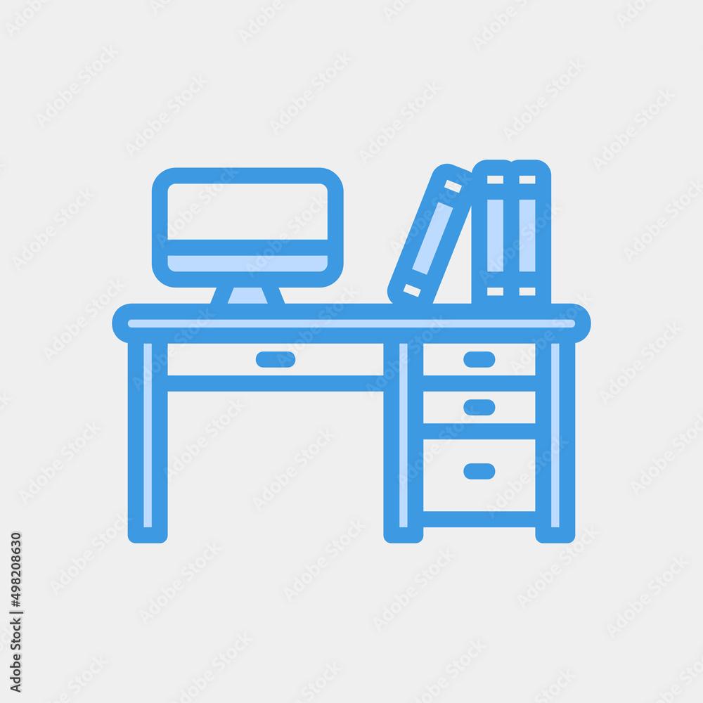 Desk icon in blue style, use for website mobile app presentation Desk icon in blue style, use for website mobile app presentation