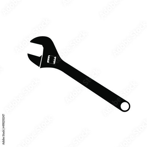 Adjustable wrench silhouette illustration vector black