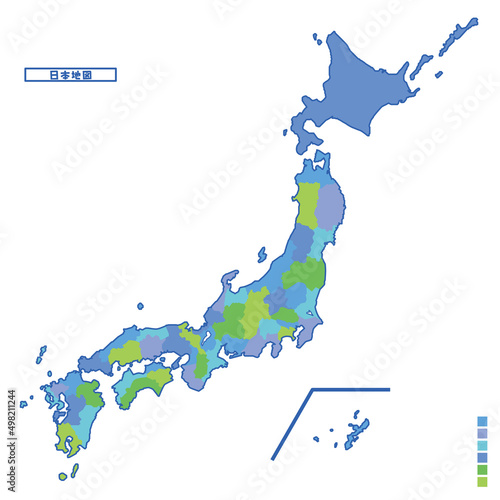 日本列島・日本地図 雨の日カラーで色分けしてみた（無地）