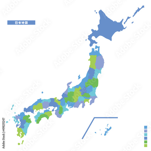 日本列島・日本地図 雨の日カラーで色分けしてみた（無地）